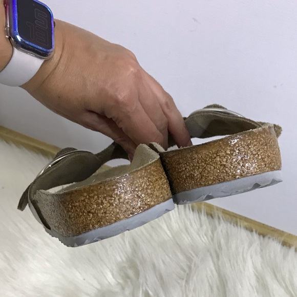 birkenstock Madrid Big Buckle Washed Metallic Blue Silver size 38 - Picture 14 of 15